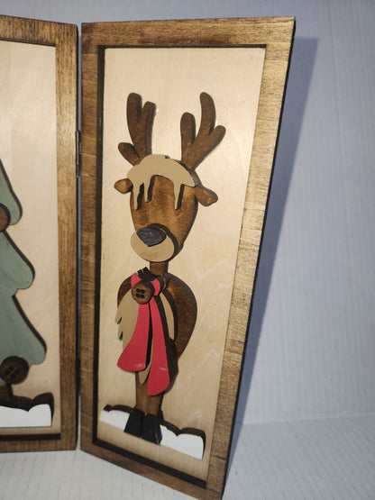 Trio Frame Decor Christmas Santa Reindeer 10 1/2"  tt84