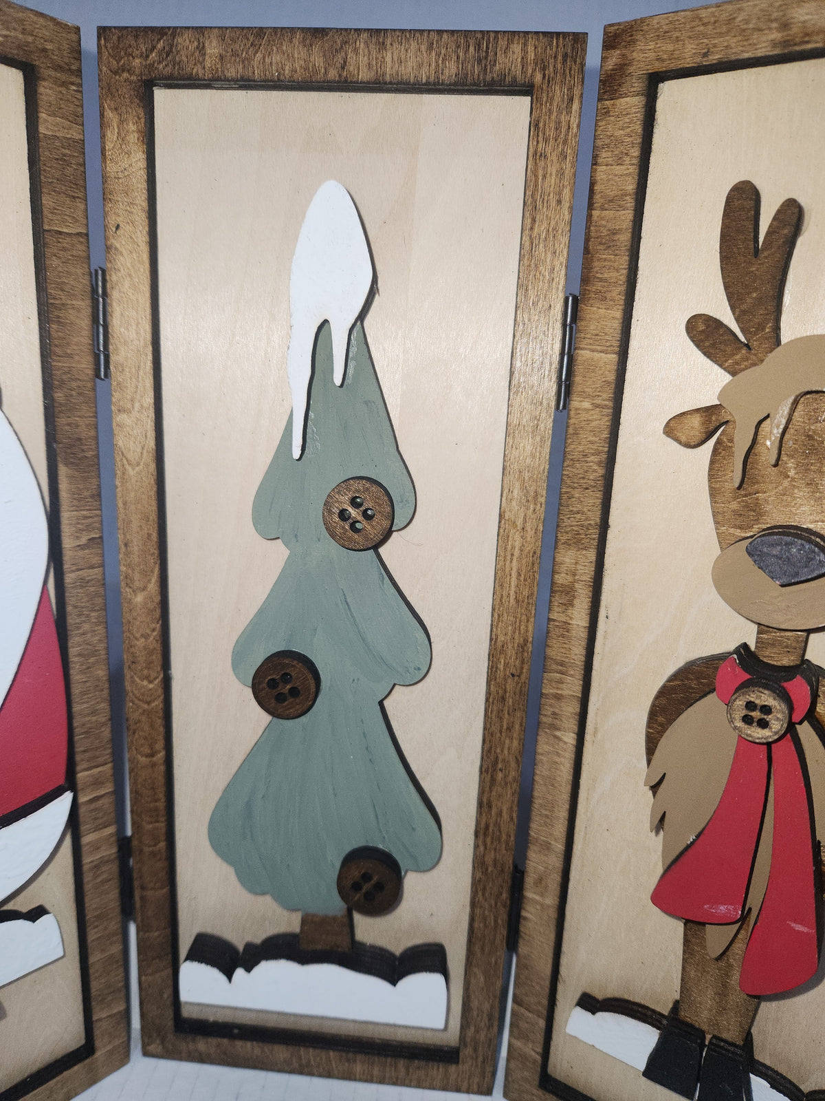 Trio Frame Decor Christmas Santa Reindeer 10 1/2"  tt84