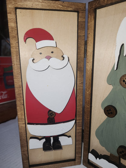 Trio Frame Decor Christmas Santa Reindeer 10 1/2"  tt84