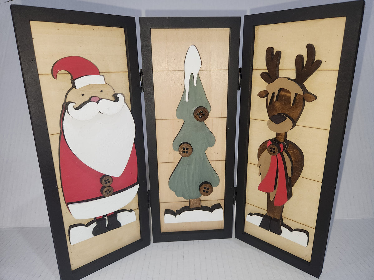 Trio Frame Decor Christmas Santa Reindeer 10 1/2"  tt85