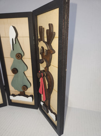 Trio Frame Decor Christmas Santa Reindeer 10 1/2"  tt85