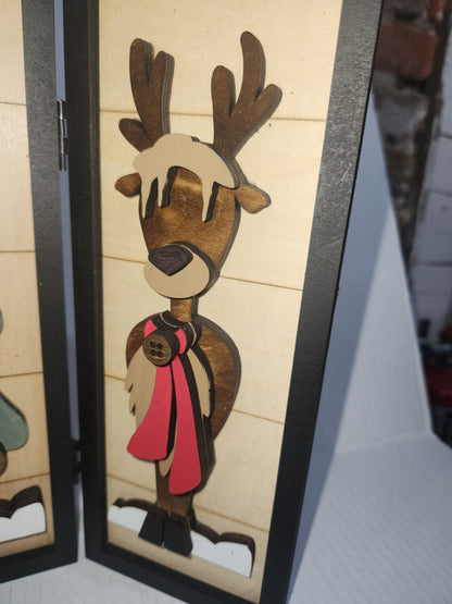 Trio Frame Decor Christmas Santa Reindeer 10 1/2"  tt85