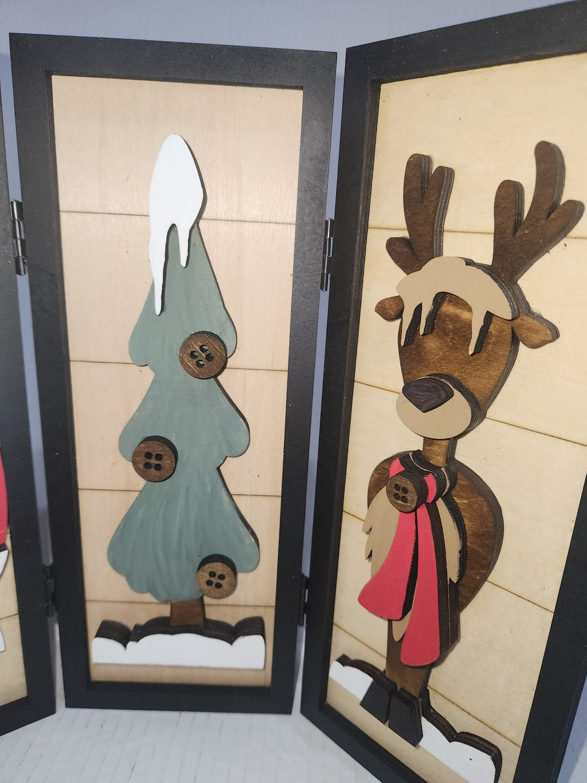 Trio Frame Decor Christmas Santa Reindeer 10 1/2"  tt85