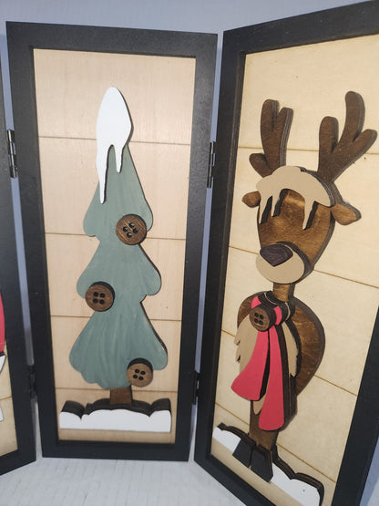 Trio Frame Decor Christmas Santa Reindeer 10 1/2"  tt85