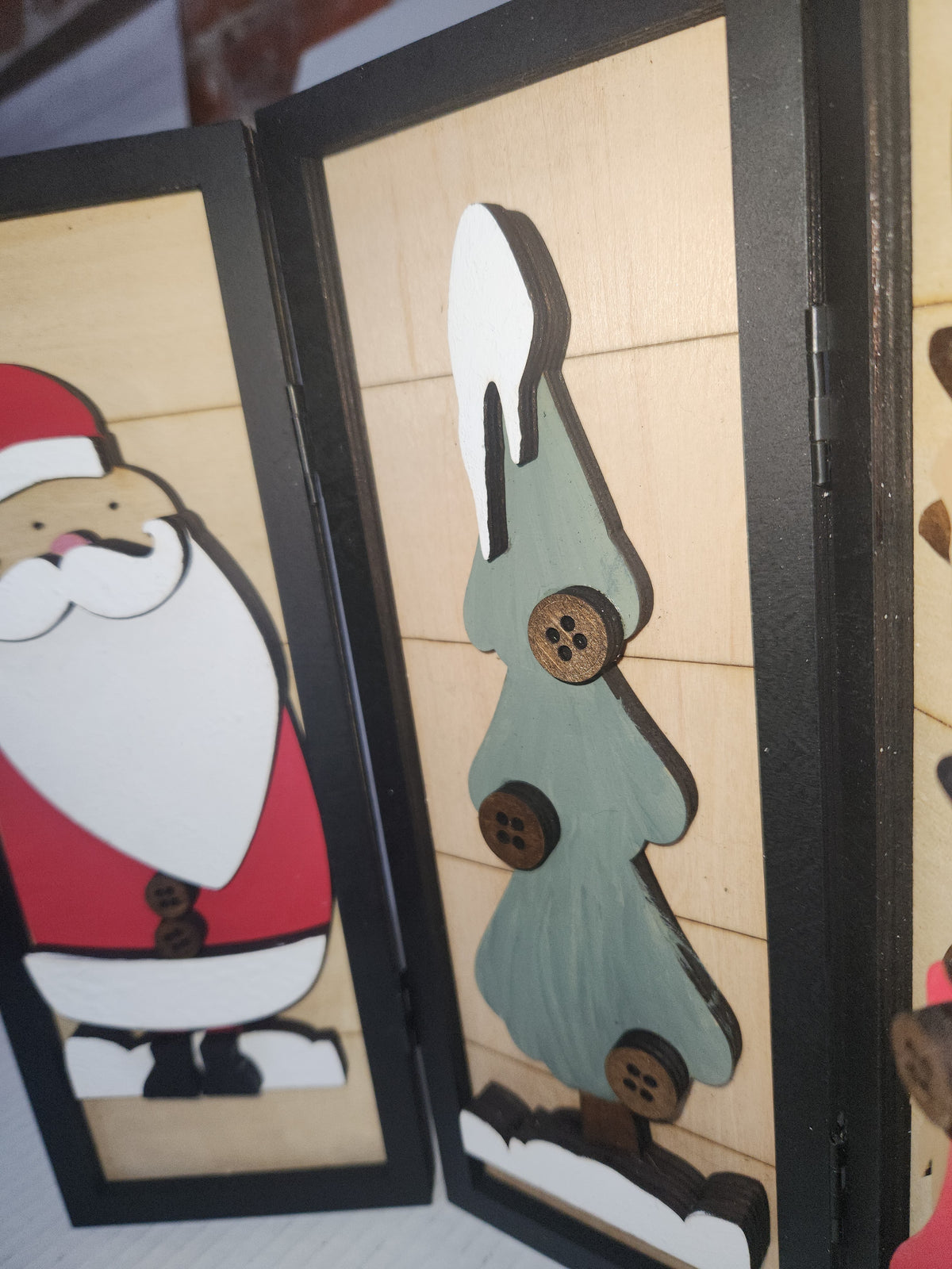 Trio Frame Decor Christmas Santa Reindeer 10 1/2"  tt85