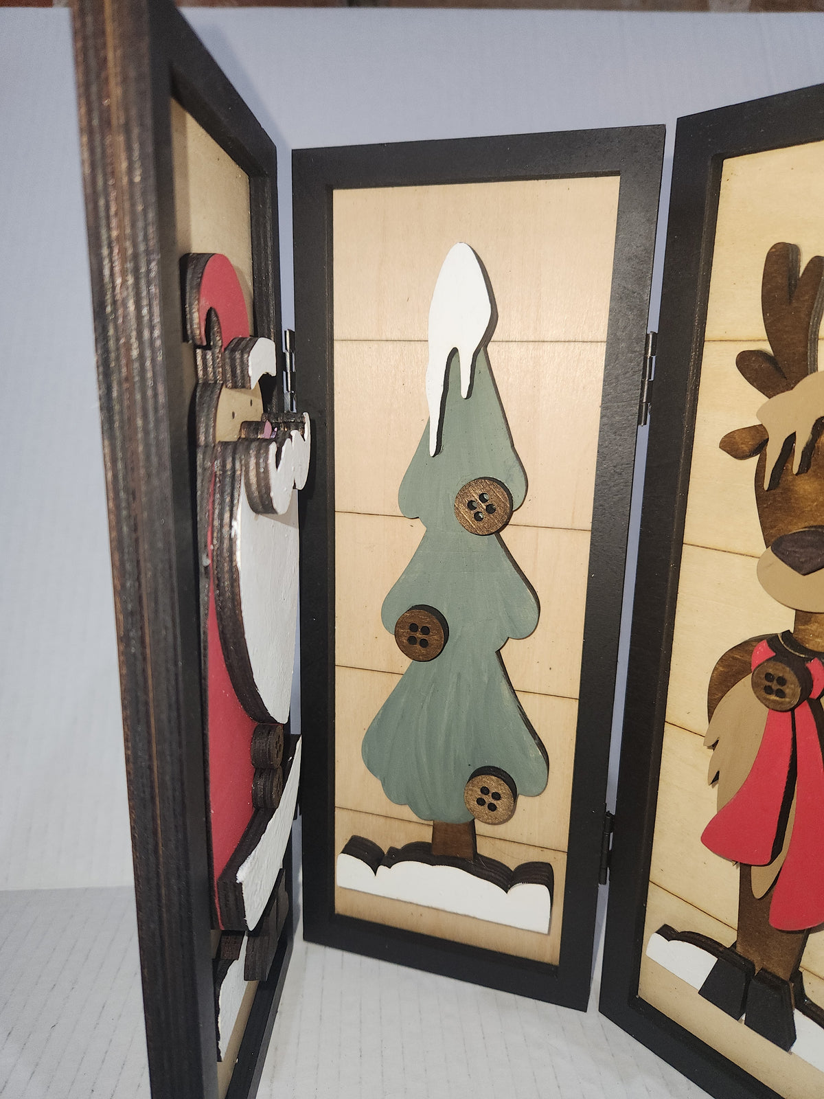 Trio Frame Decor Christmas Santa Reindeer 10 1/2"  tt85