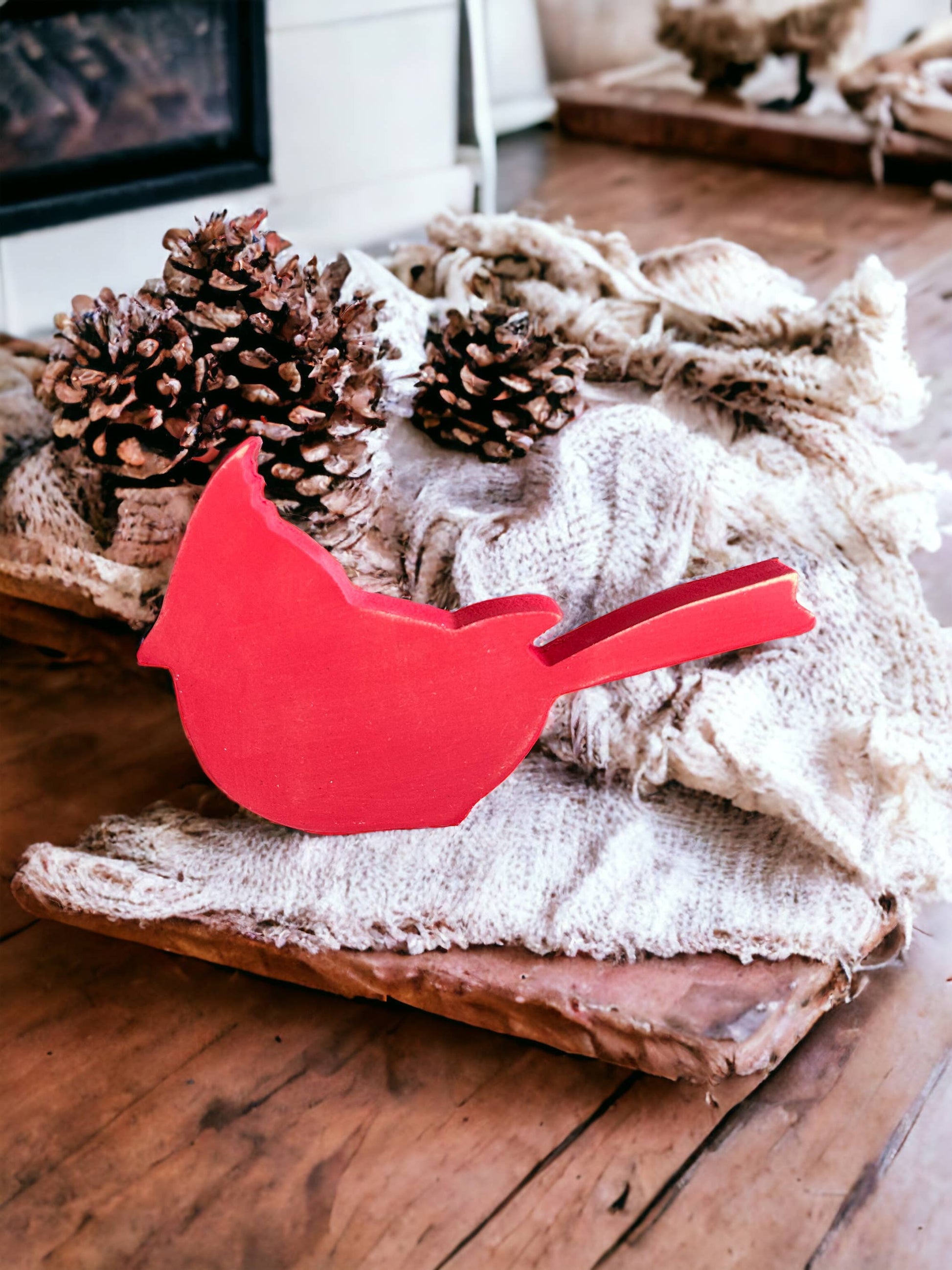Primitive Wood Cardinal Shelf Sitter: UNFINISHED CLEARANCE