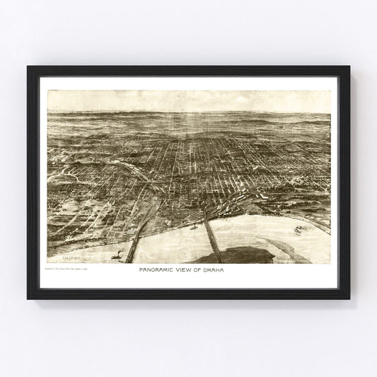 Vintage Map of Omaha, Nebraska 1906 -Not available at Minden location-