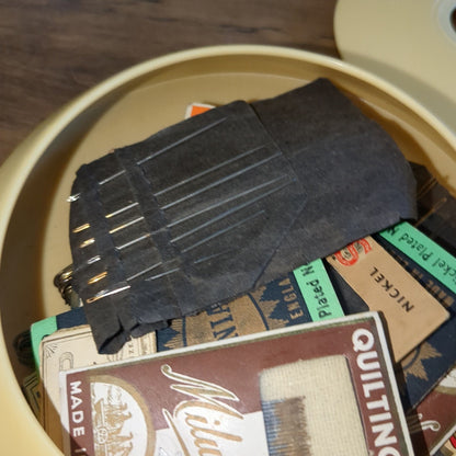 Vintage celluloid Hair Receiver with Vintage Sewing Needles Inside cl7