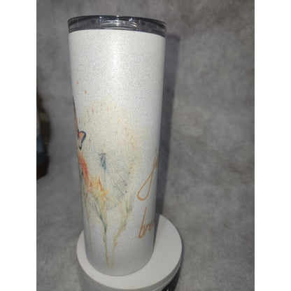 20 oz Stainless Steel Glitter Tumbler Just Breathe Butterflies flowers tg8