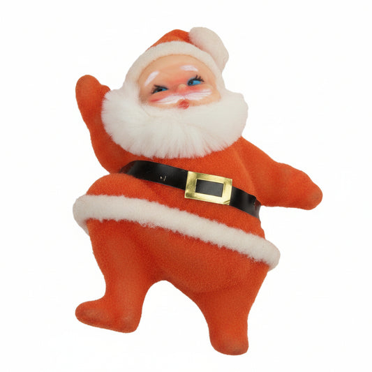 Vintage Flocked Dancing Santa sf87