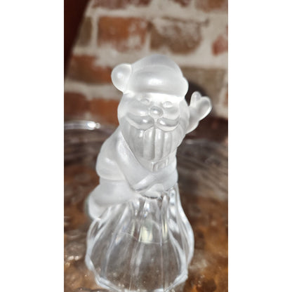 Vintage Santa Clause Crystal Clear Glass Bell Crystal Chrismas Xmas Holiday