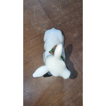 white porcelain reindeer with plaid bow