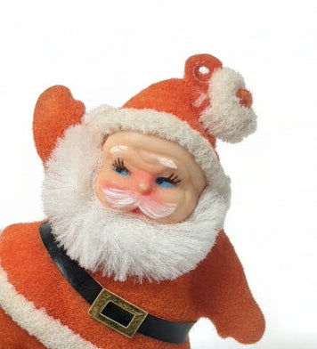 Vintage Flocked Dancing Santa sf87