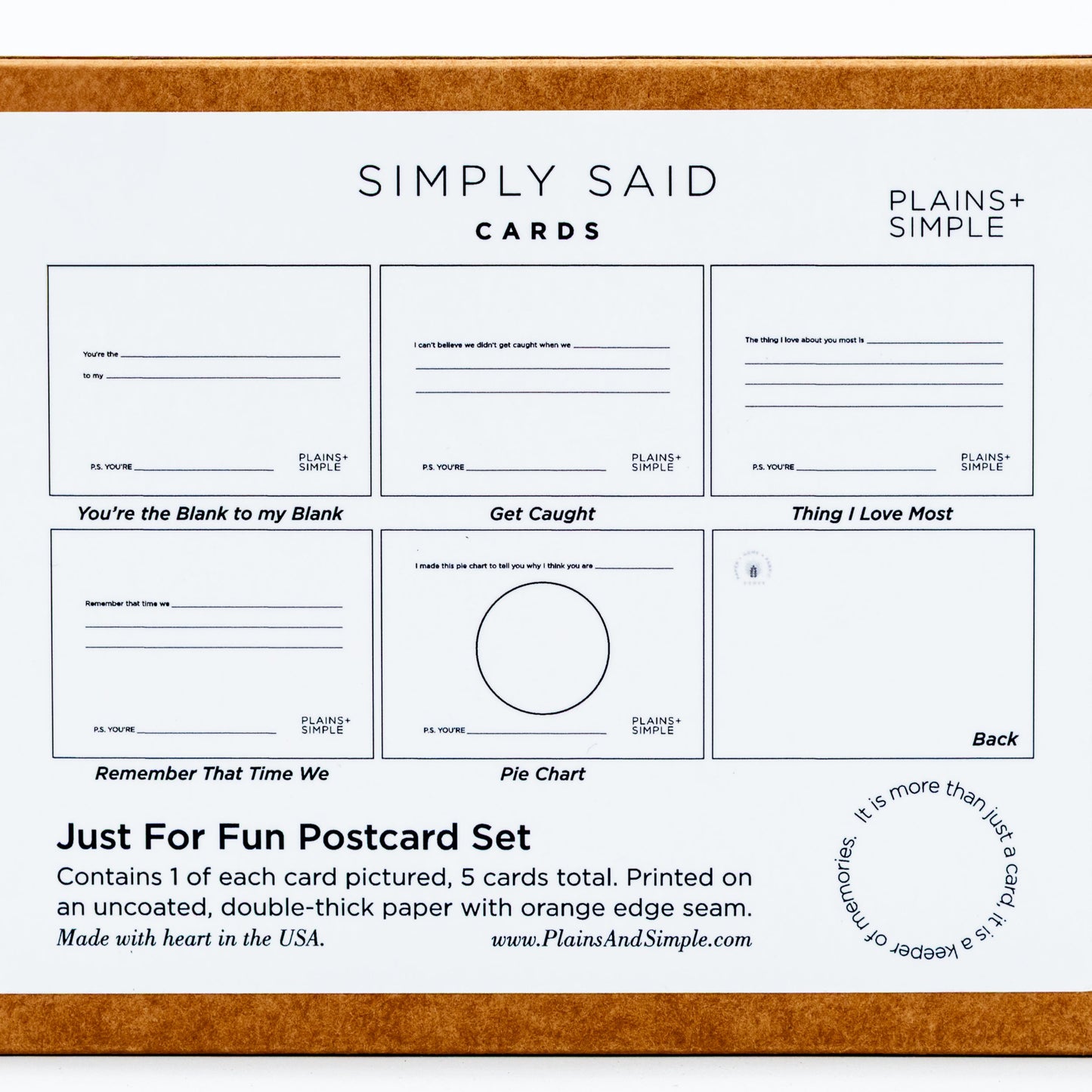 SALE | Simply Said Just For Fun Postcard Set | 5 Cards | Plains + Simple