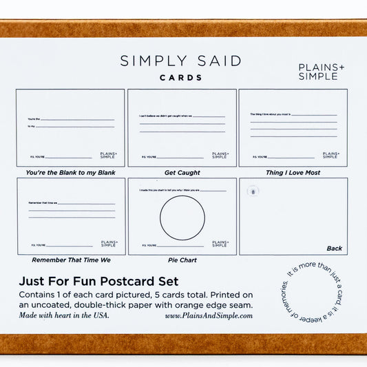 SALE | Simply Said Just For Fun Postcard Set | 5 Cards | Plains + Simple