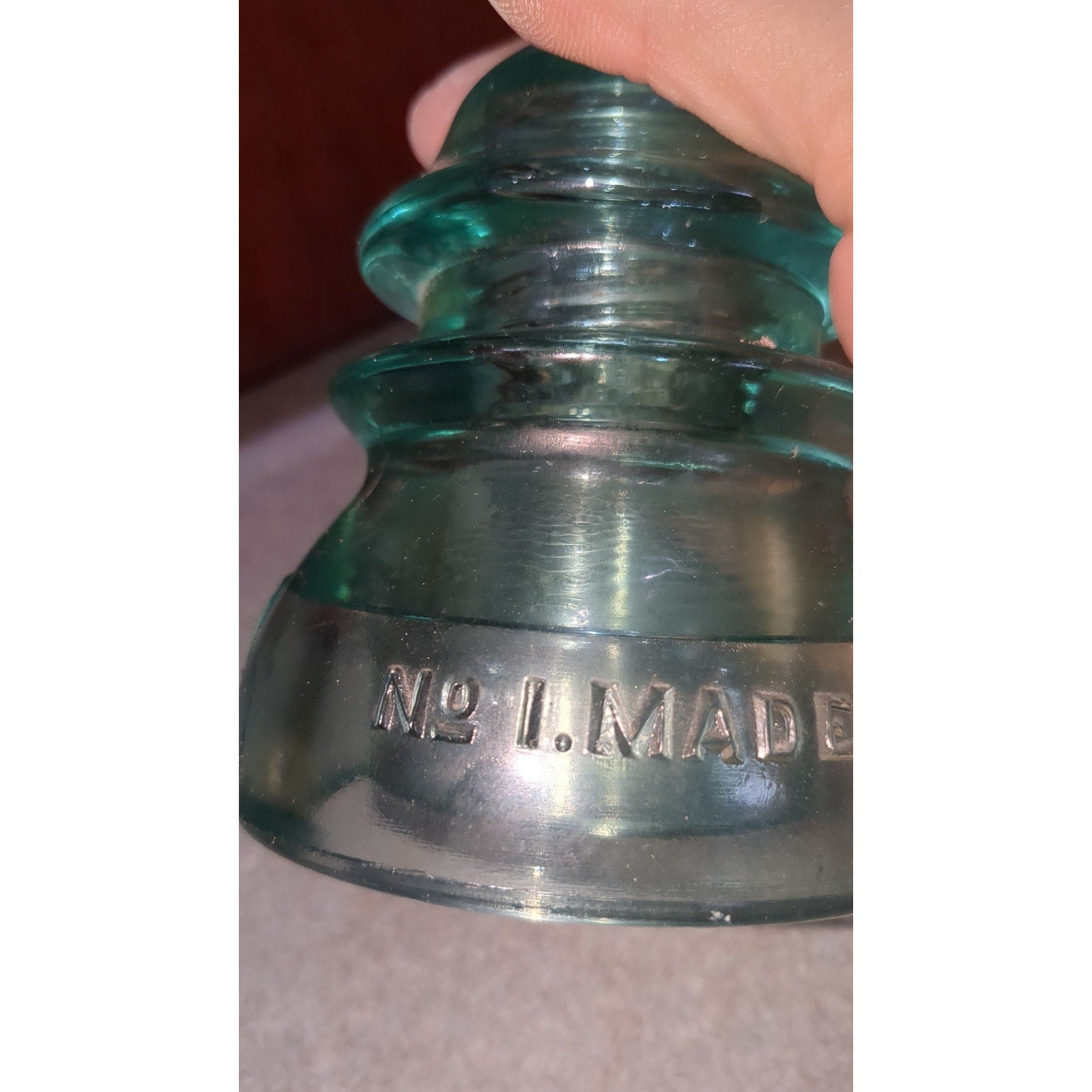 Vintage Insulator Whitall Tatum Co #1 Teal Blue Glass wh7