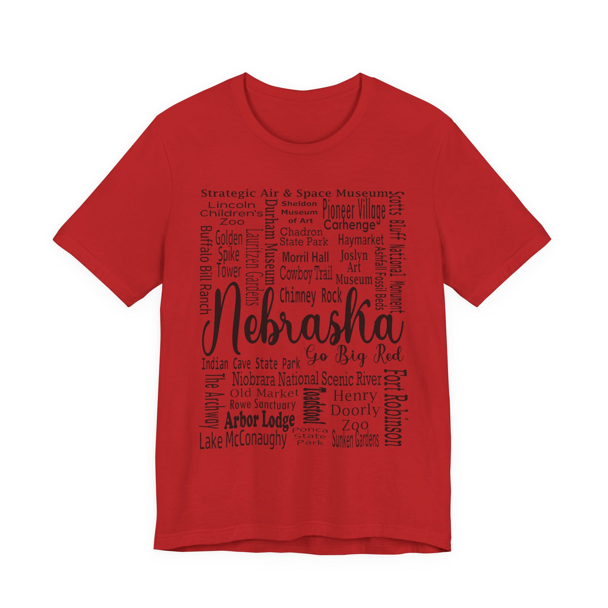Nebraska Shirt – Landmarks Word Art Unisex Jersey Tee
