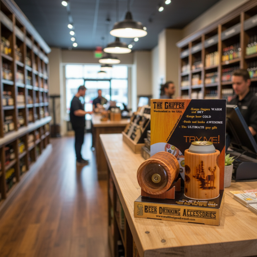 Wooden Beer Koozie Hand Carved and Engraved Outdoor Hunter Dog Huntint Engraving kz1