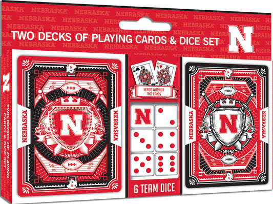 Nebraska Cornhuskers - 2-Pack Playing Cards & Dice Set