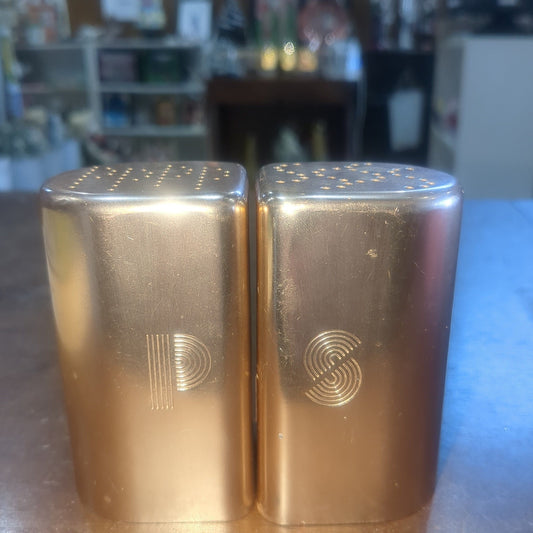 Vintage Mirror Aluminum Rose Gold Salt and Pepper Shakers alsp