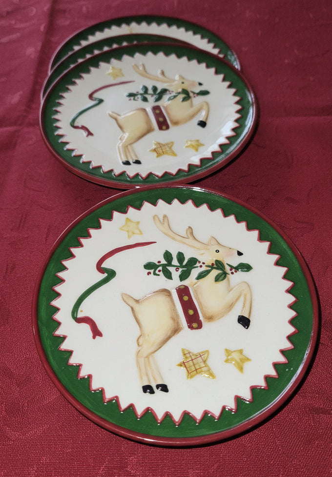 MWW Market Reindeer Plates set of 3 Photo has 4 but includes only 3
