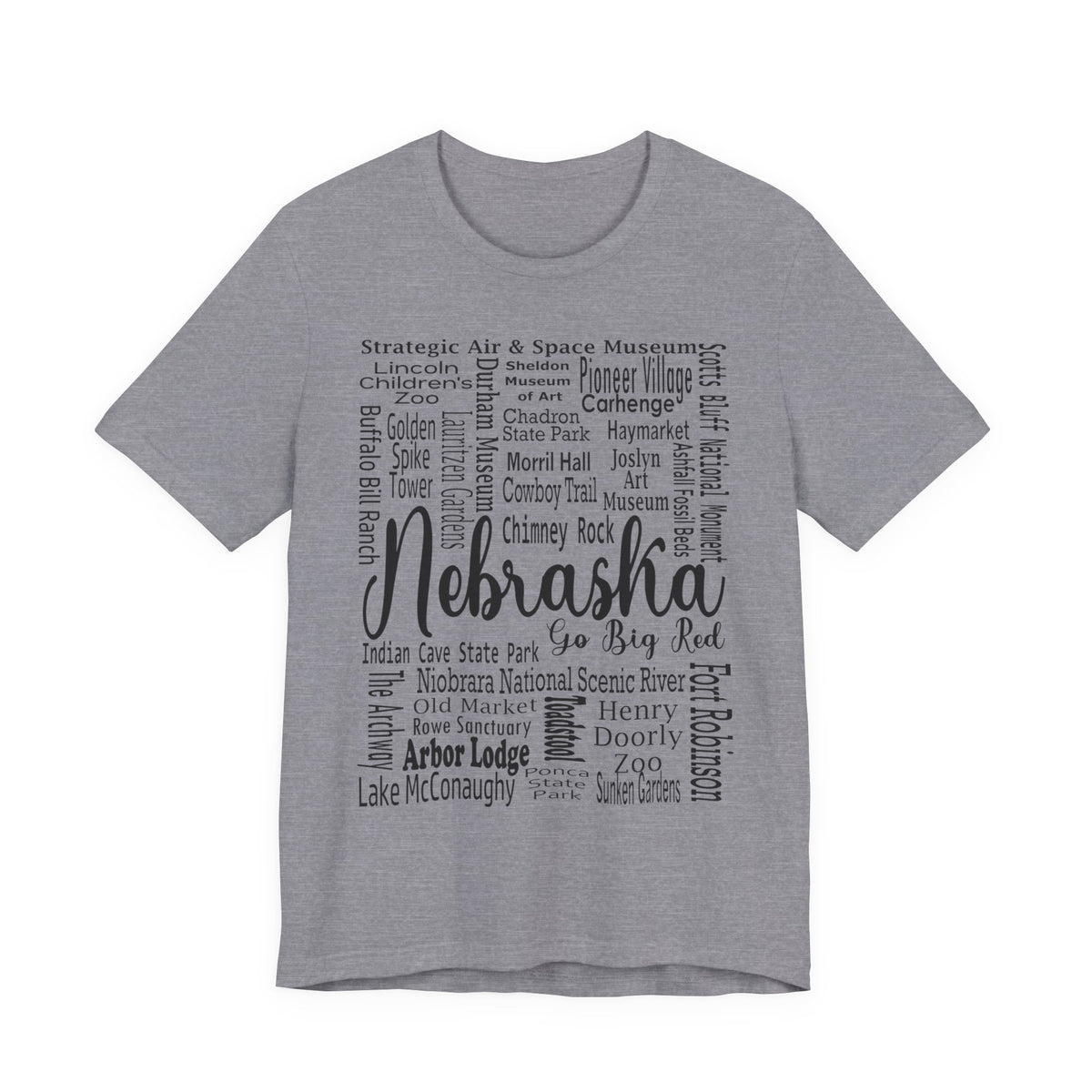 Nebraska Shirt – Landmarks Word Art Unisex Jersey Tee