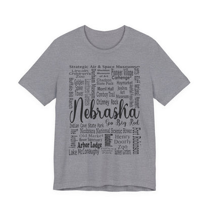 Nebraska Shirt – Landmarks Word Art Unisex Jersey Tee