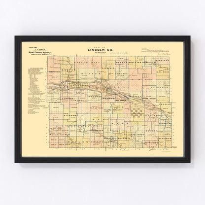 Vintage Map of Lincoln County, Nebraska 1894 -Not available at Minden location-