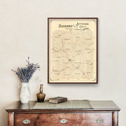 Vintage Map of Jefferson County, Nebraska 1889 -Not available at Minden location-