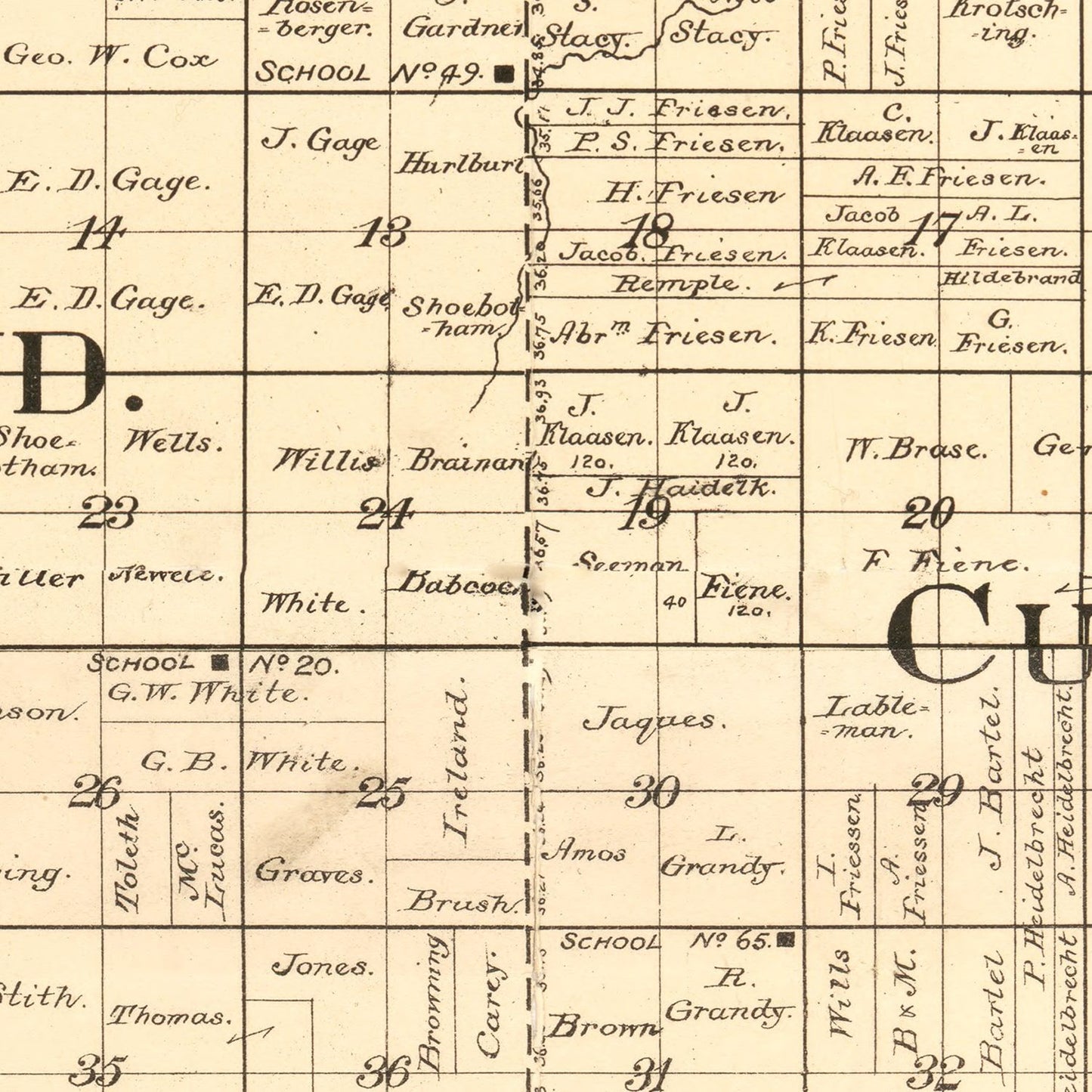 Vintage Map of Jefferson County, Nebraska 1889 -Not available at Minden location-