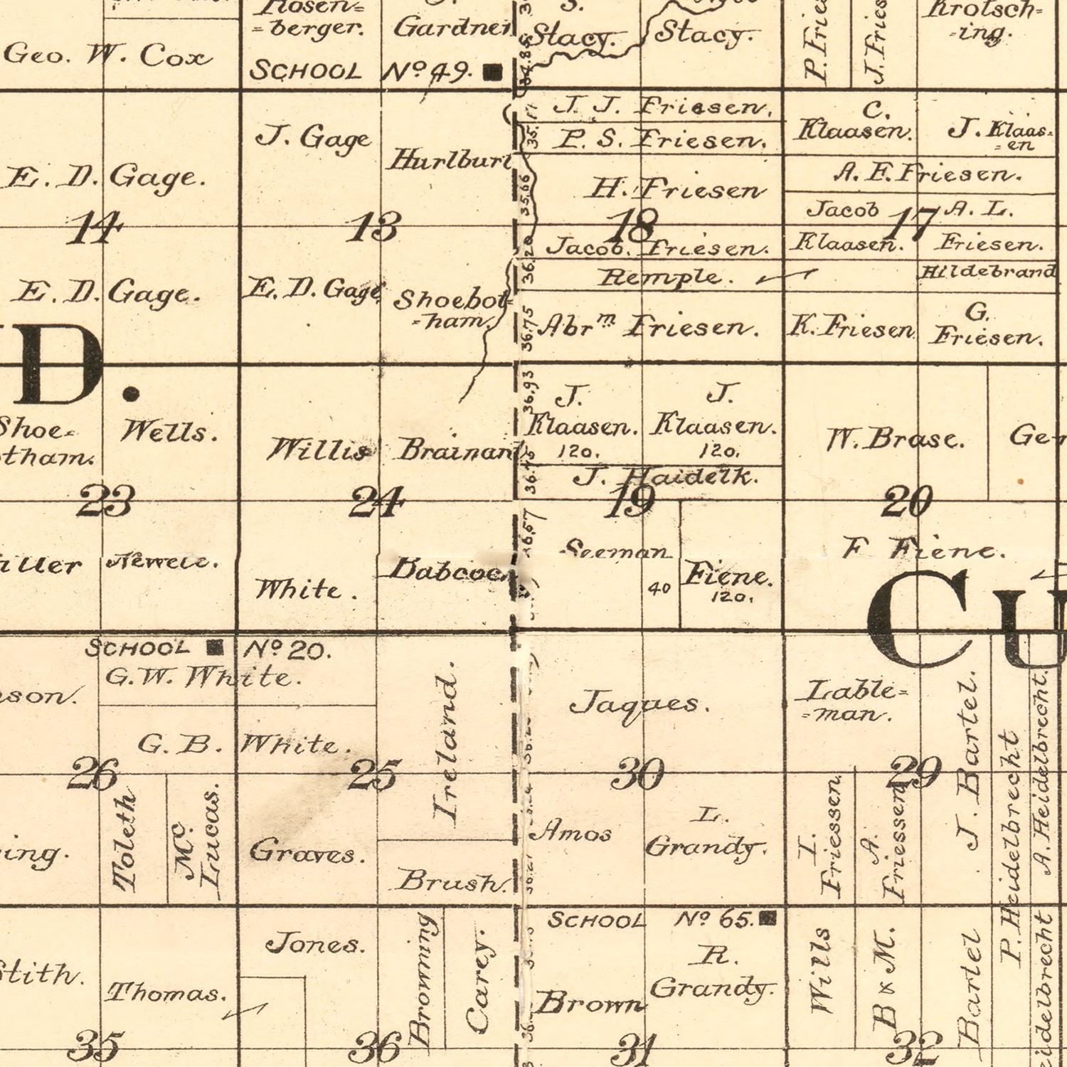 Vintage Map of Jefferson County, Nebraska 1889 -Not available at Minden location-