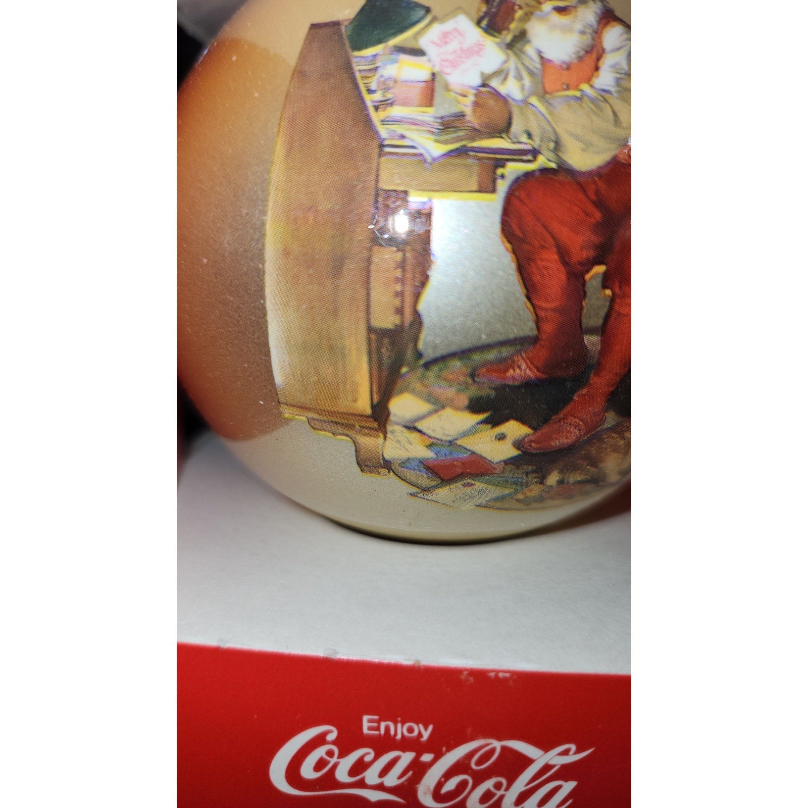 Vintage Glass Coca-Cola Santa Ornament 1960s