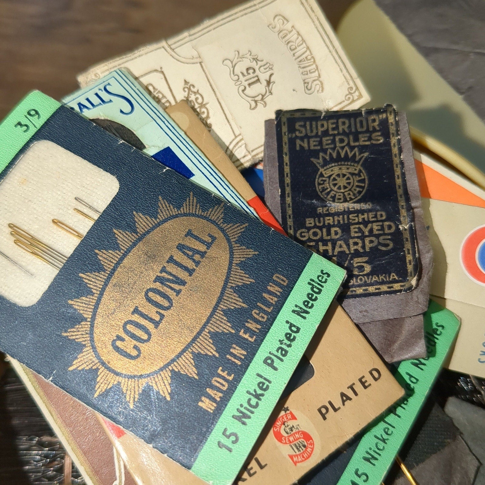 Vintage celluloid Hair Receiver with Vintage Sewing Needles Inside cl7