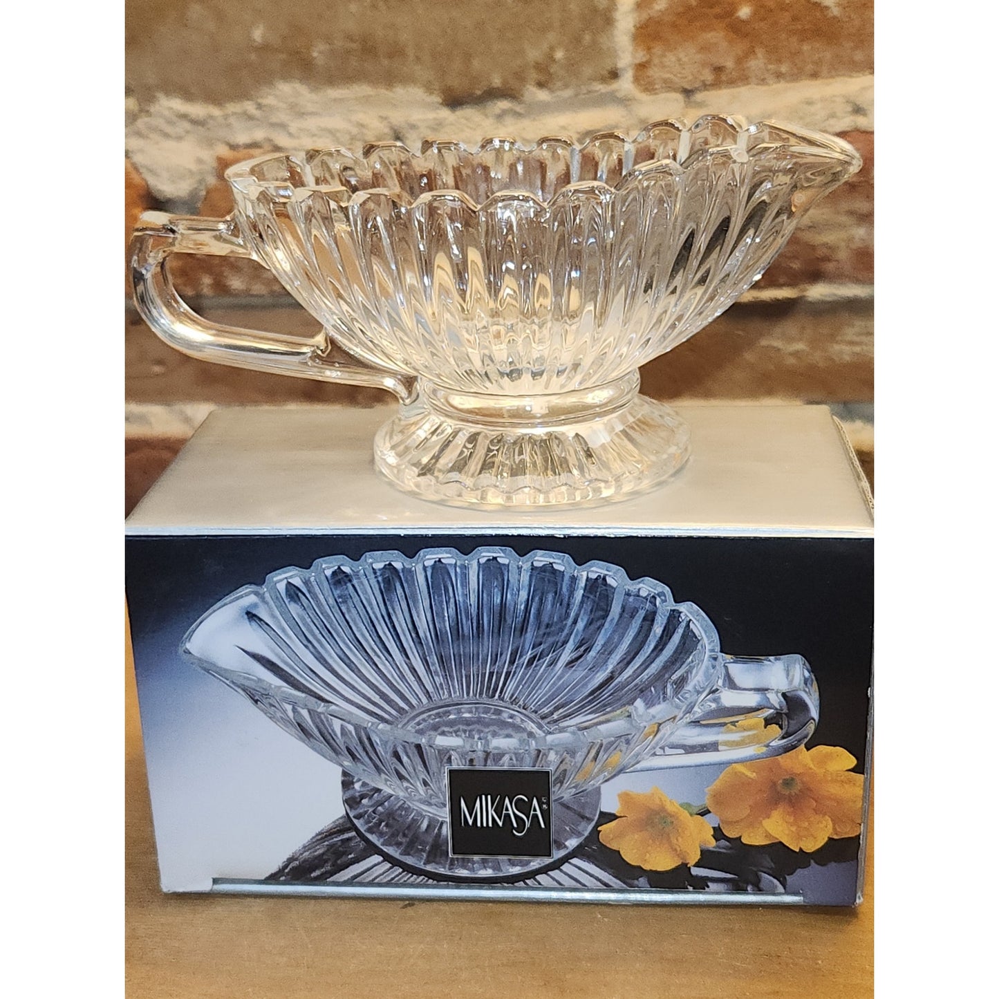 Mikasa Royal Suite Dressing Sauce Boat QQ228/239 6" Clear NEW in box Japan mi87