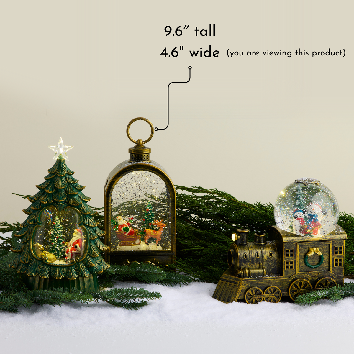LED Lantern Musical Snow Globe w/Santa’s Sleigh