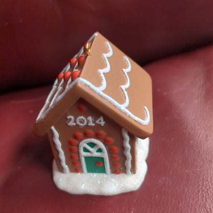 Hallmark Keepsake Ornament Jolly Gingerbread House Merry Makers 2014 and Collector's Club Miniature Reindeer