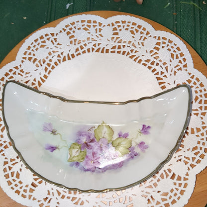 Hand Painted Ceramic Crescent Trinket Tray G5