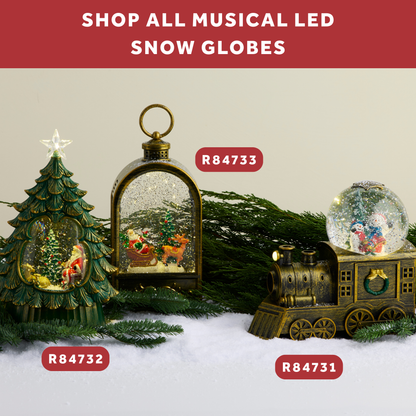 LED Evergreen Tree Musical Snow Globe w/Santa