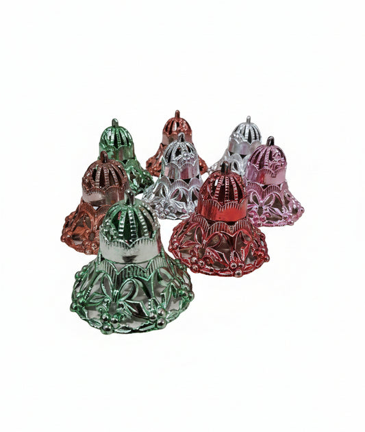 Vintage Bradford Plastic Filigree Bell Christmas Ornaments -Lot of 8 1950s MCM