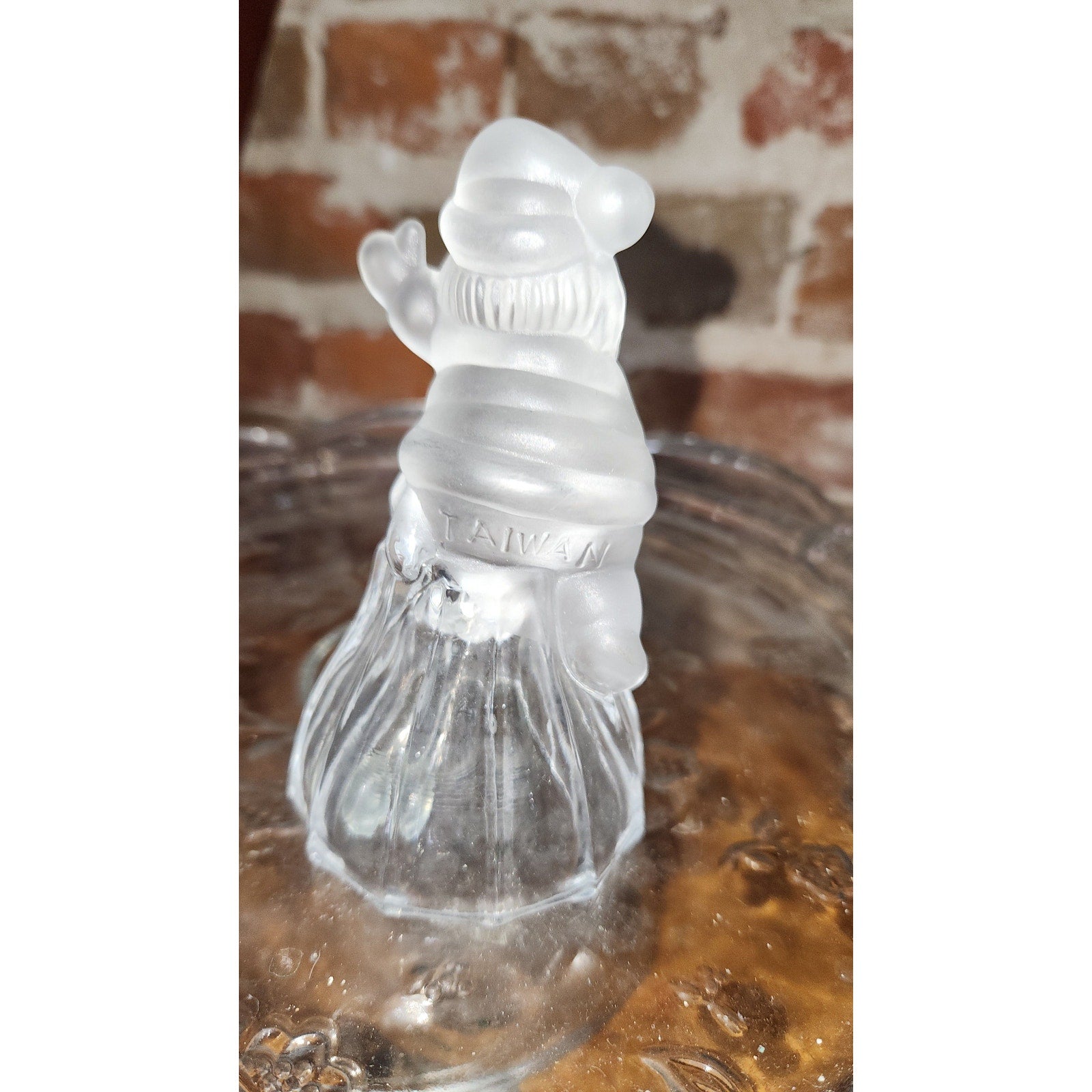 Vintage Santa Clause Crystal Clear Glass Bell Crystal Chrismas Xmas Holiday