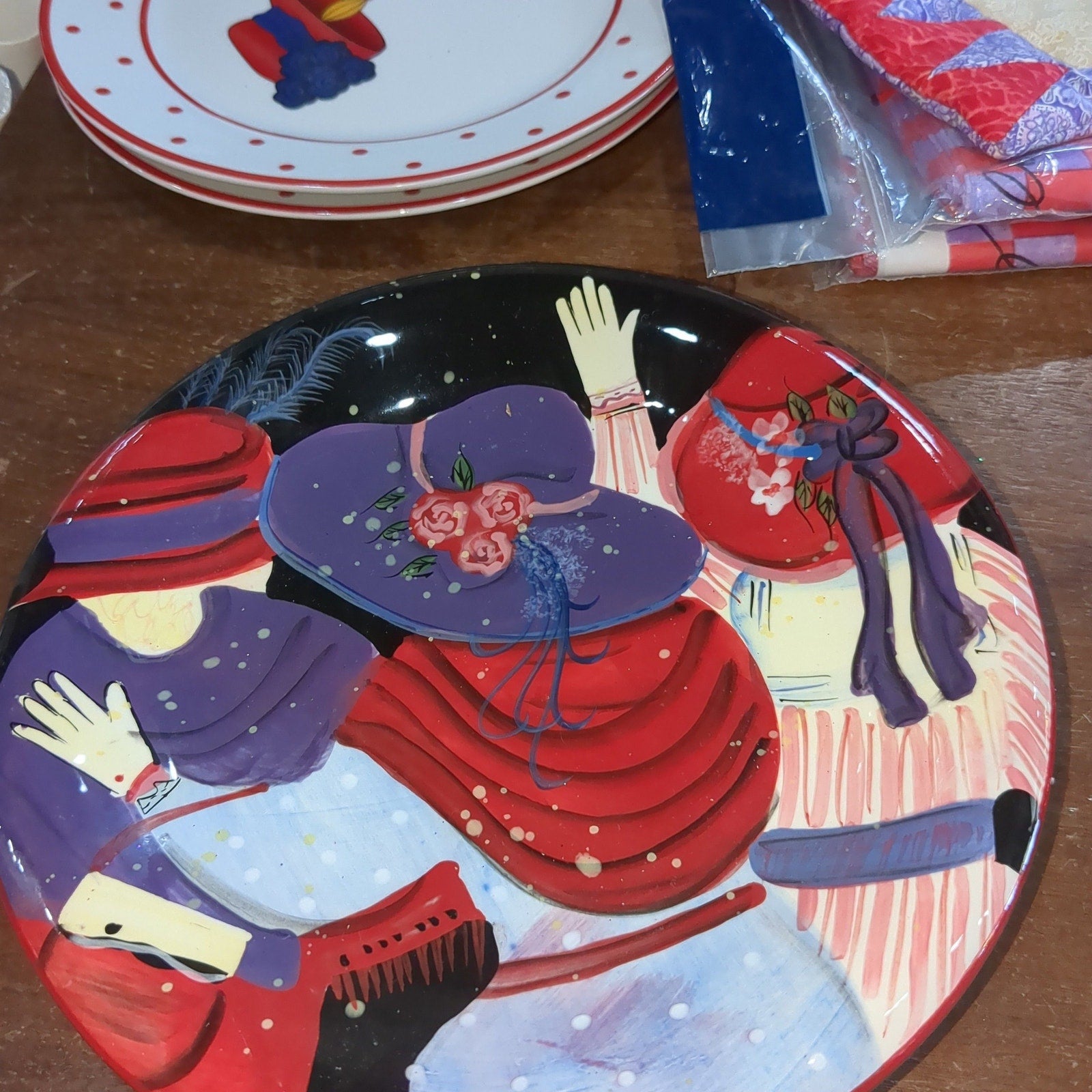 Red Hat Society Lot Ornament, Books, Pot Holder, Tablecloth