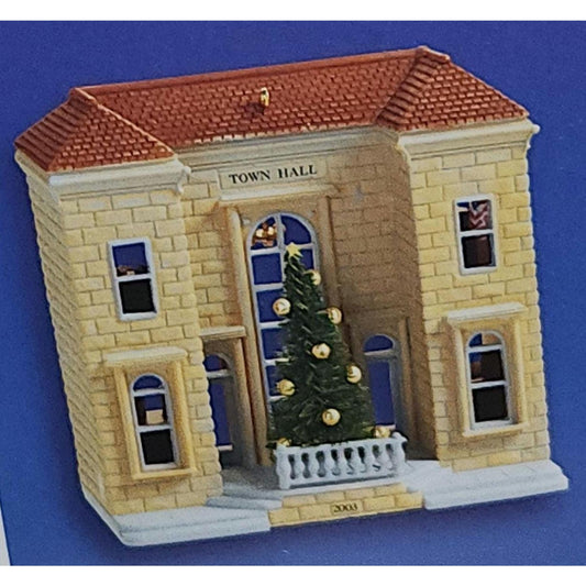 Vintage Hallmark Keepsake Ornamenet 1988 Town Hall and Mayor's Christmas Tree Special Anniversary Hallmark Nostalgic House & Shops Series
