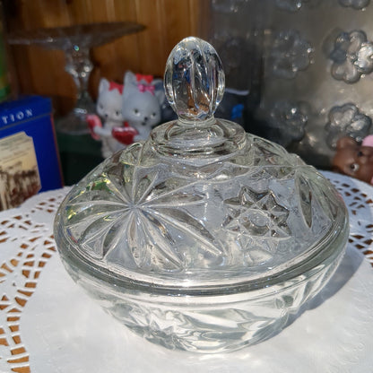 G2 cut glass candy dish with lid