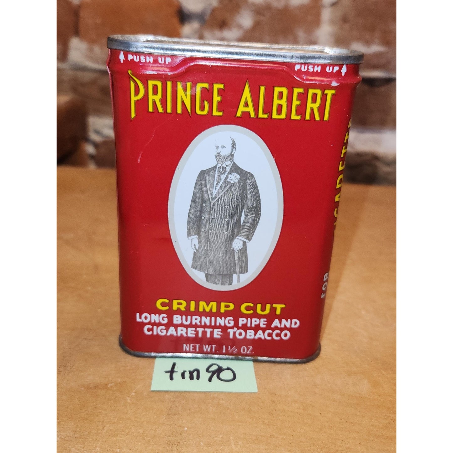 Vintage Prince Albert Tobacco Tin Pipe and Cigarette 1 1/2 oz R J Reynolds Tobacco Co. Winston-Salem N.C 91