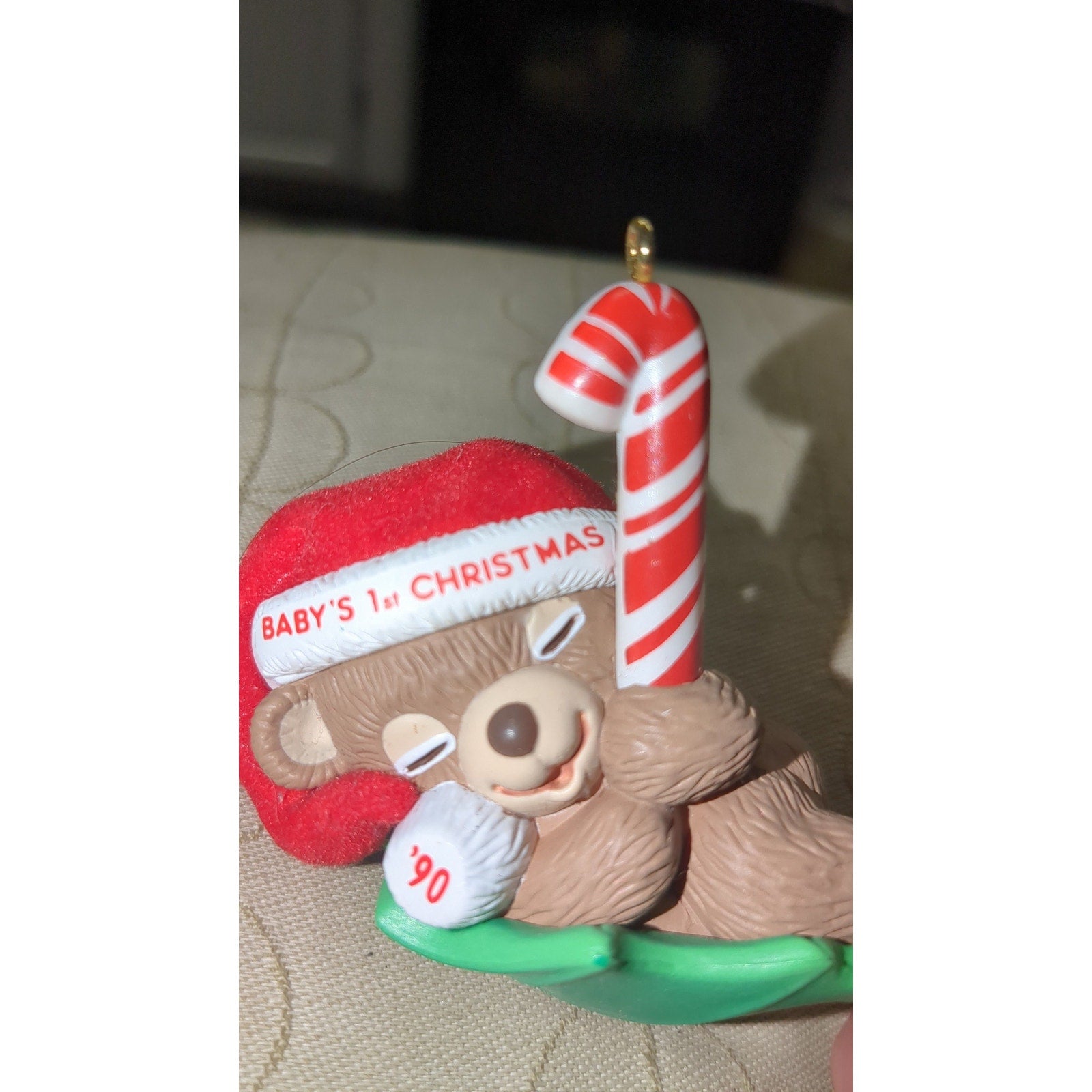 Vintage Hallmark Keepsake Ornament Baby's First Christmas 1990 Bear Handcrafted