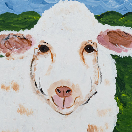 Jennifer The Sheep Canvas Painting | 12" x 12" | The Painted Attic