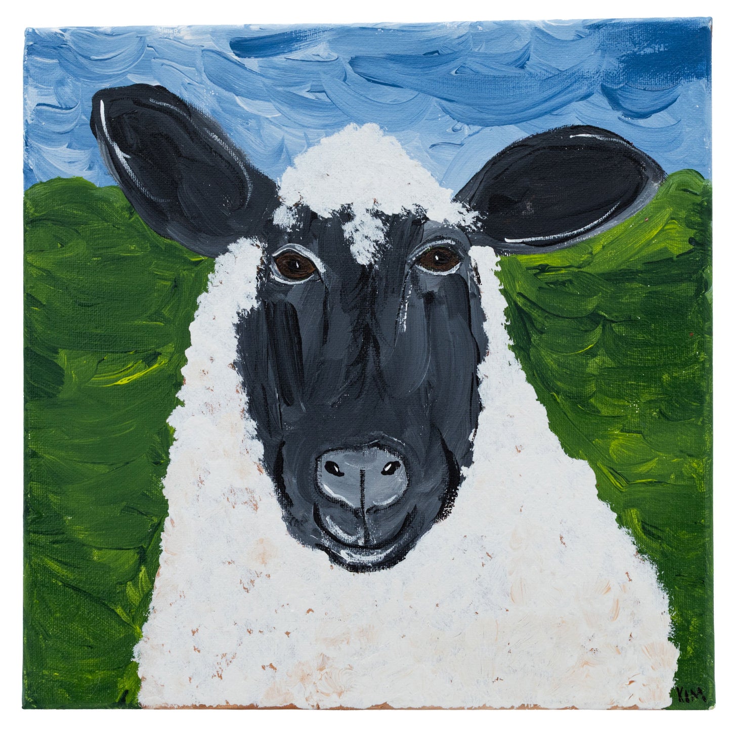 Jessica The Sheep Canvas Painting | 12" x 12" | The Painted Attic