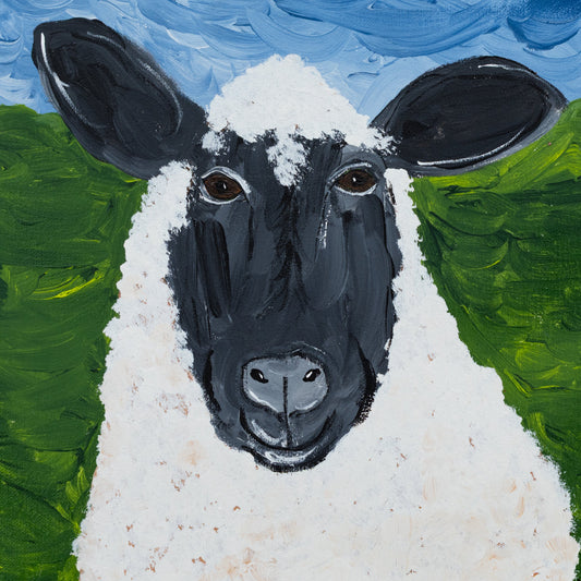 Jessica The Sheep Canvas Painting | 12" x 12" | The Painted Attic