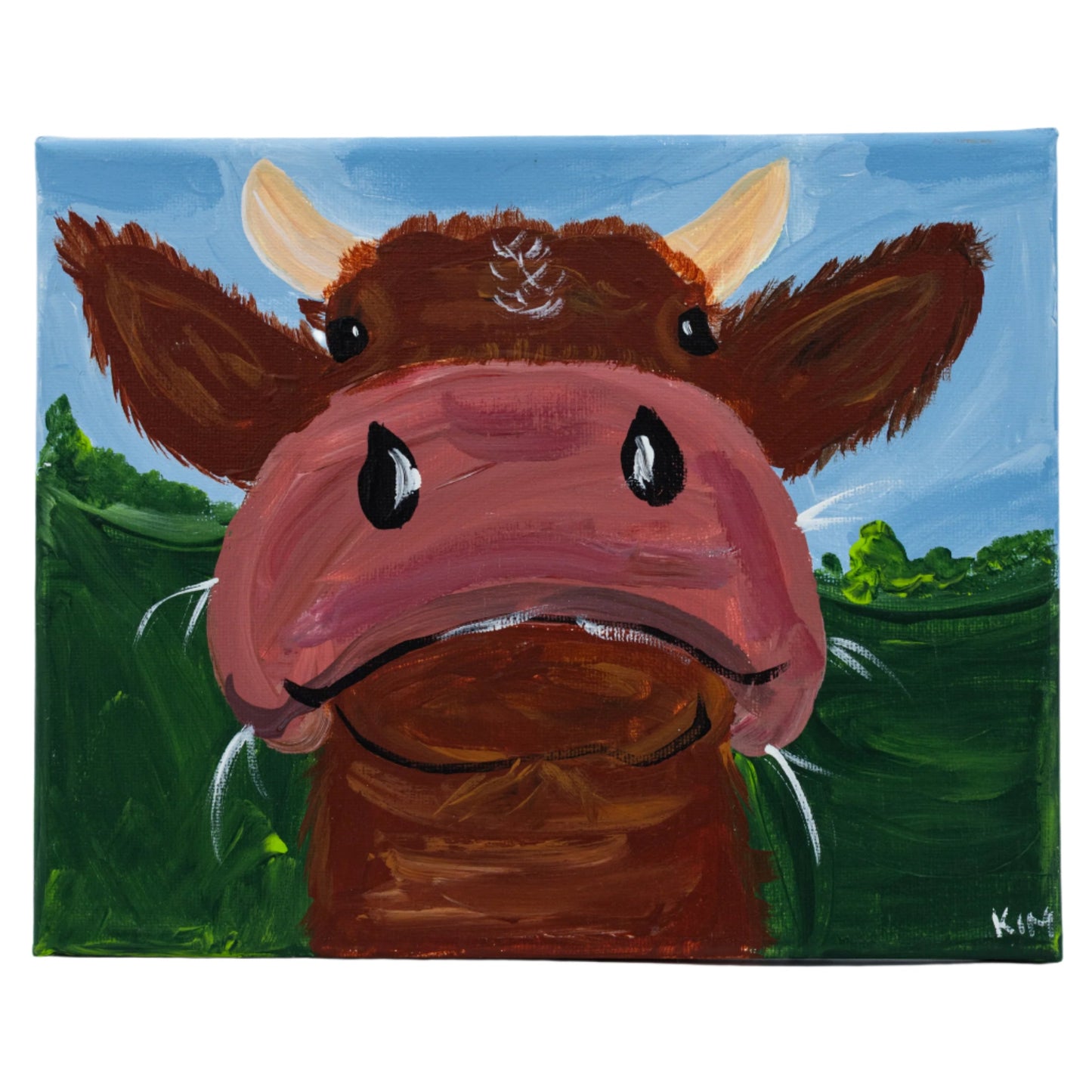 Prince George The Big Brown Cow Canvas Painting | 8" x 8" | The Painted Attic